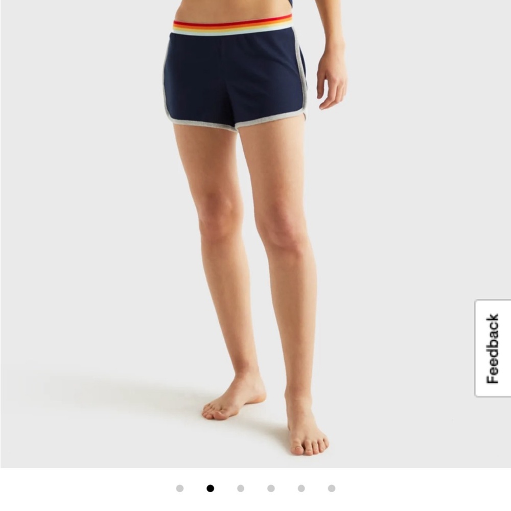 🌈 Lucky Brand Women’s Small Navy Shorts Grey Trim Rainbow Waist